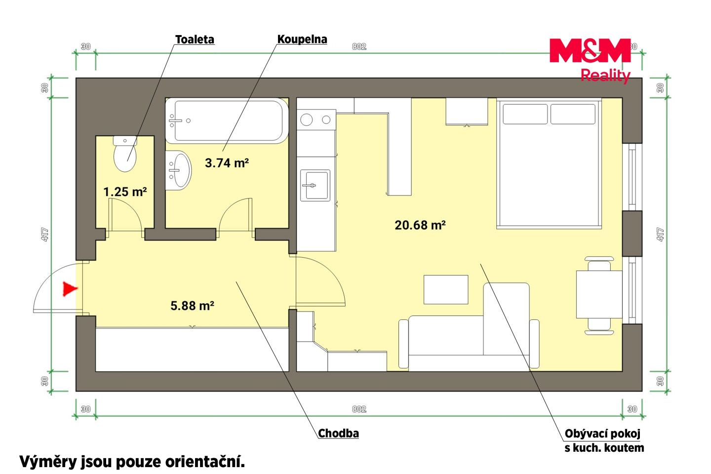 Pronájem, Byt 1+kk, 32 m², Mariánské Lázně, Masarykova, Mariánské Lázně – náhled fotky 6