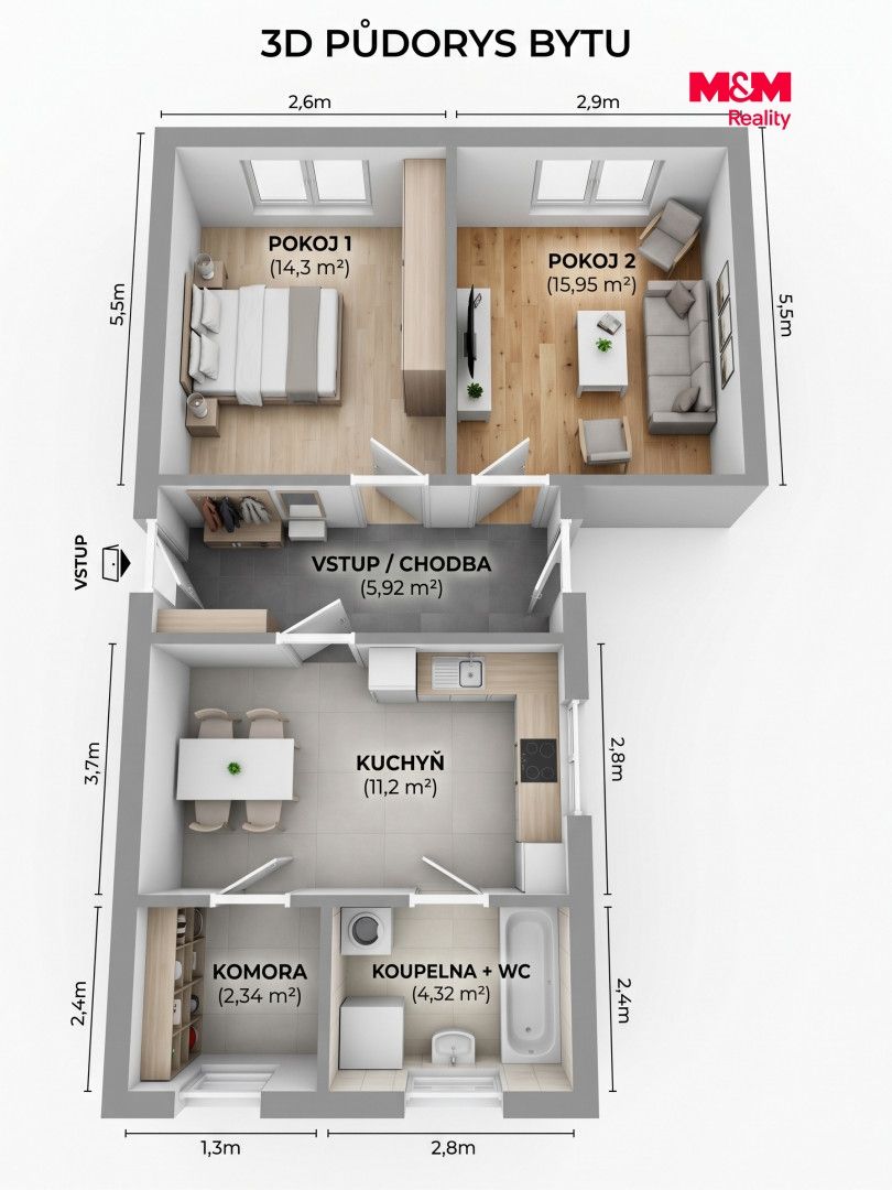 Pronájem, Byt 2+1, 54 m², Kostelec nad Orlicí, Tyršova, Kostelec nad Orlicí – náhled fotky 7