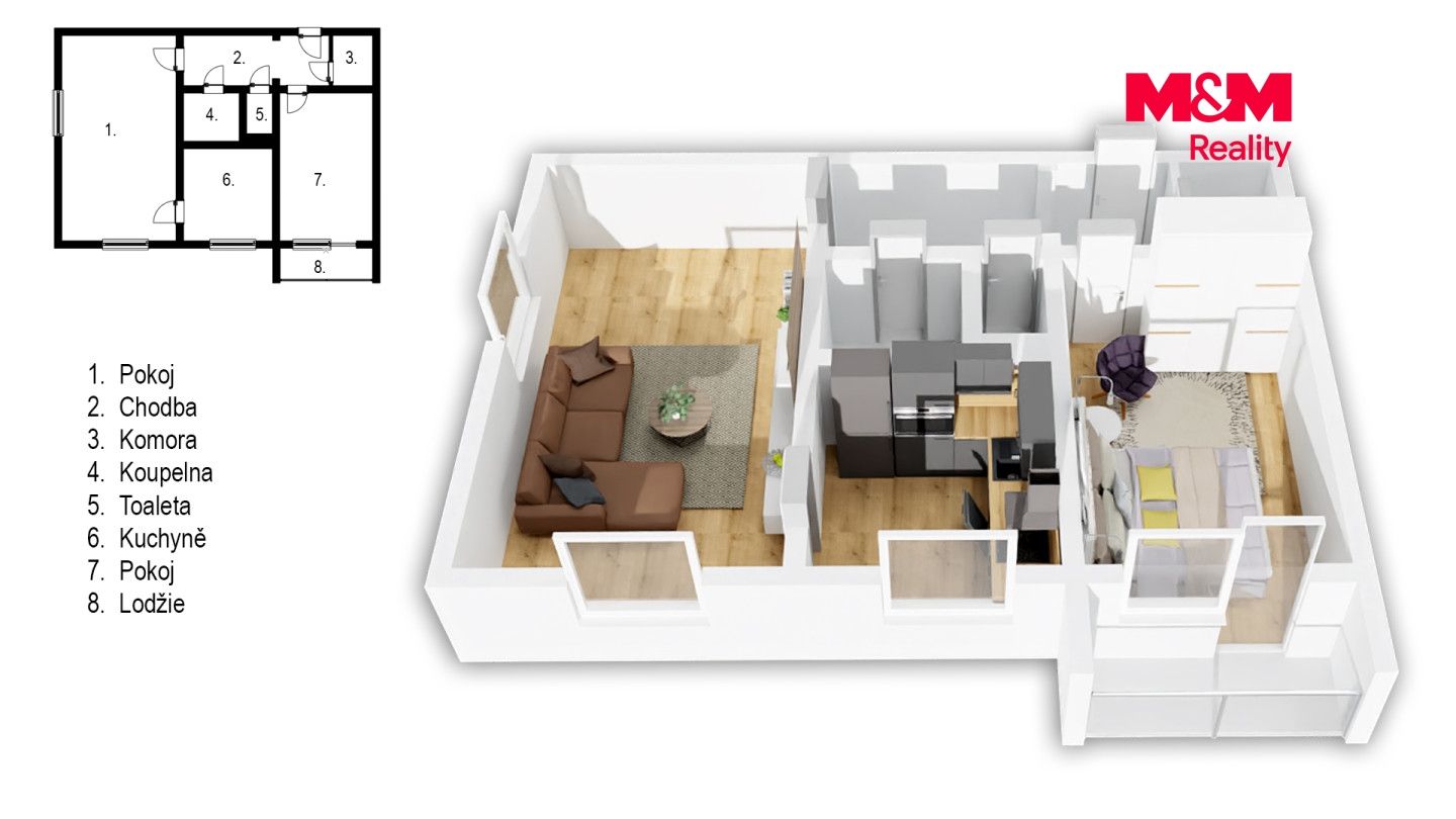Prodej, Byt 2+1, 53 m², Pardubice, nábřeží Závodu míru, Pardubice – náhled fotky 8